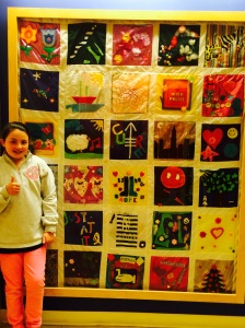 her favorite part of the pediatric floor - a quilt with inspiring messages of hope
